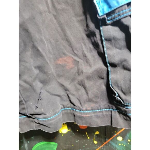 Tripp NYC Mens Shorts M Black Blue Chains Goth Zip Off Goth Punk Cargo Bondage - Picture 2 of 9